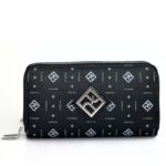 Γυναικείο πορτοφόλι Pierro Accessories Monogram σε ταμπα χρώμα με περιμετρικό φερμουάρ