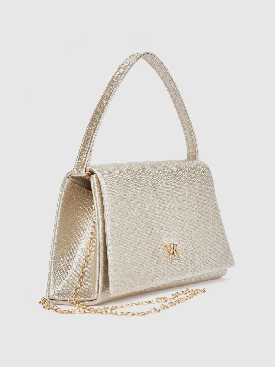 Γυναικείο τσαντάκι αμπιγιέ Verde χρυσό με αλυσίδα και λαβή