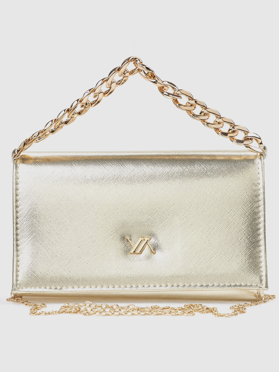 Γυναικείο τσαντάκι αμπιγιέ Verde χρυσό με αλυσίδα και λαβή