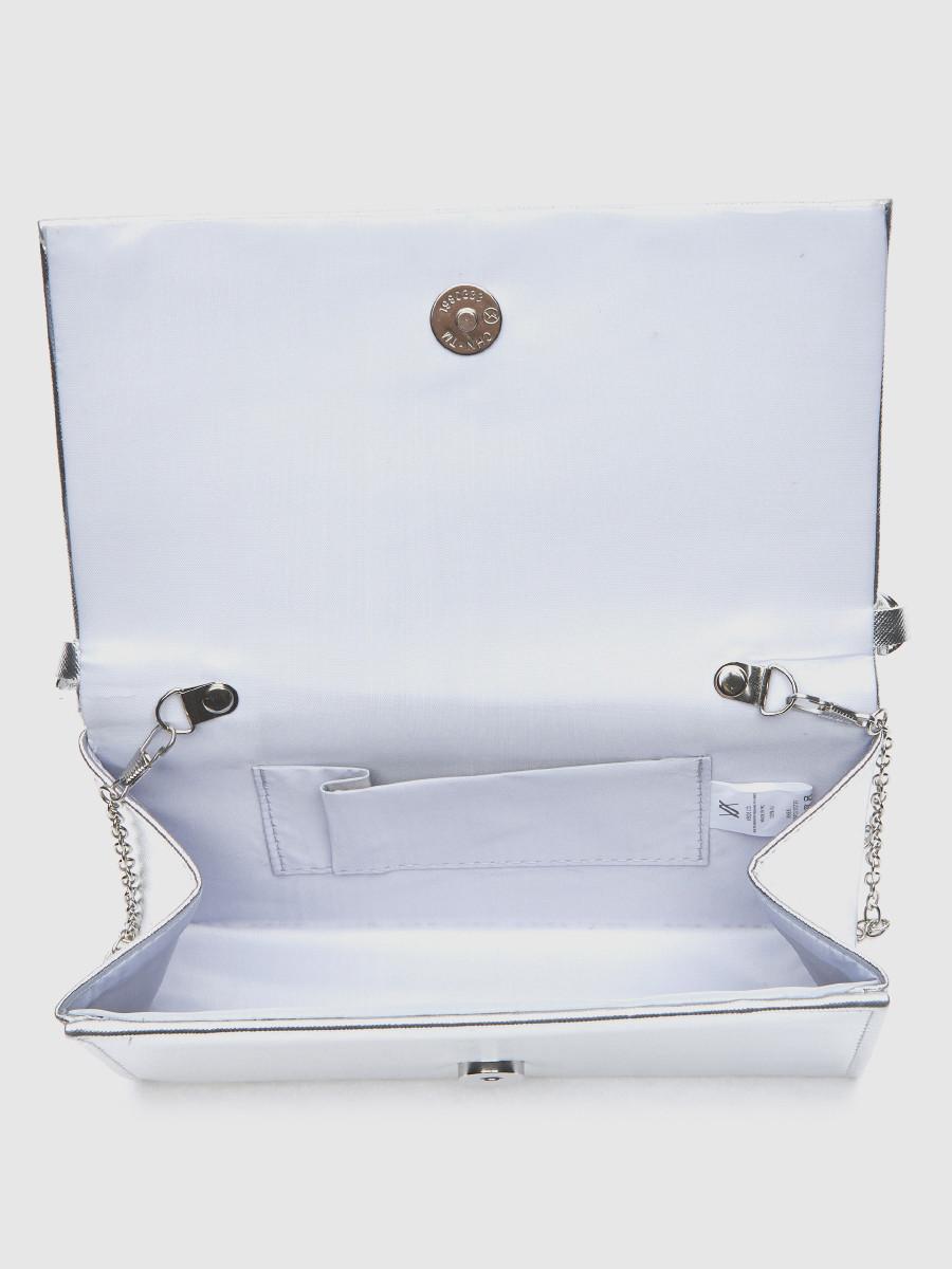 Γυναικείο τσαντάκι αμπιγιέ Verde ασημί με αλυσίδα και λαβή