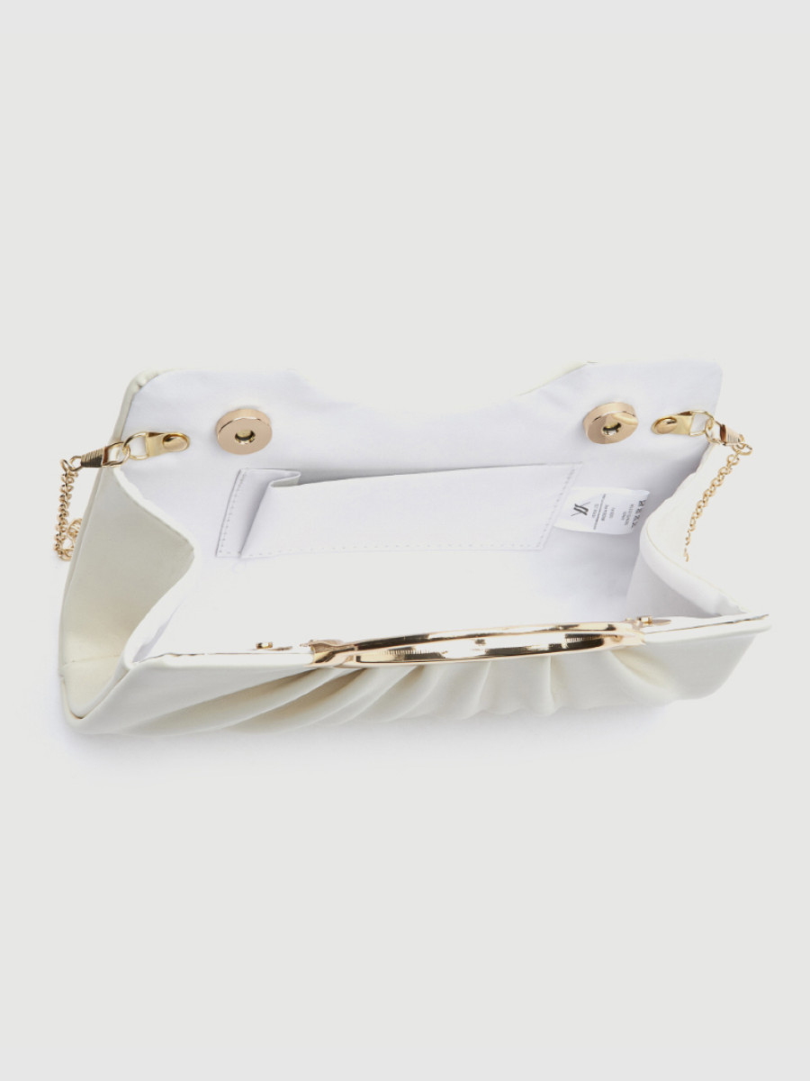 Γυναικείο τσαντάκι αμπιγιέ Verde εκρού με μεταλλική λαβή