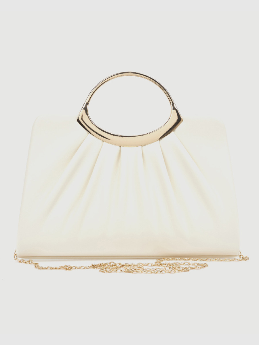 Γυναικείο τσαντάκι αμπιγιέ Verde εκρού με μεταλλική λαβή