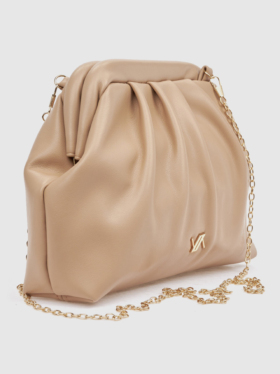 Γυναικείο τσαντάκι αμπιγιέ Verde μπεζ με αλυσίδα ώμου