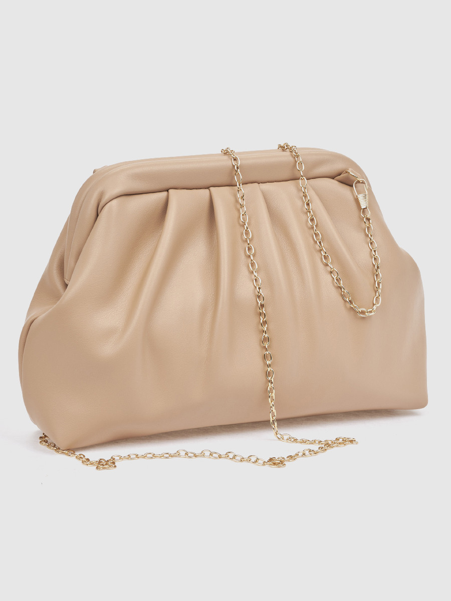 Γυναικείο τσαντάκι αμπιγιέ Verde μπεζ με αλυσίδα ώμου