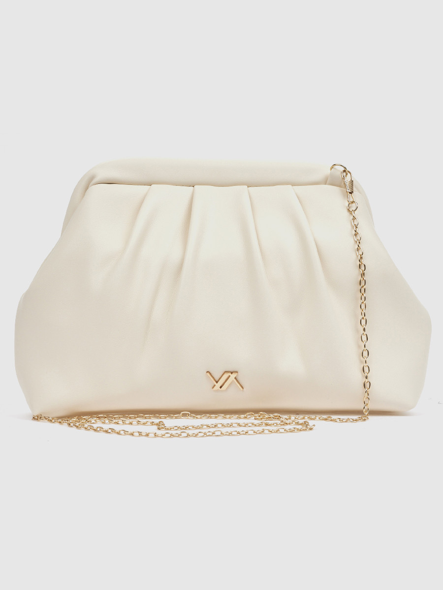 Γυναικείο τσαντάκι αμπιγιέ Verde εκρού με αλυσίδα ώμου