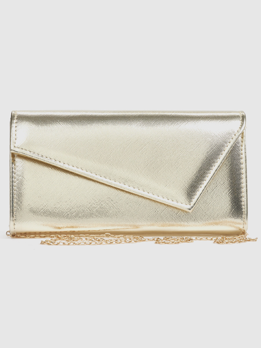 Γυναικείο τσαντάκι αμπιγιέ Verde χρυσό με αλυσίδα ώμου