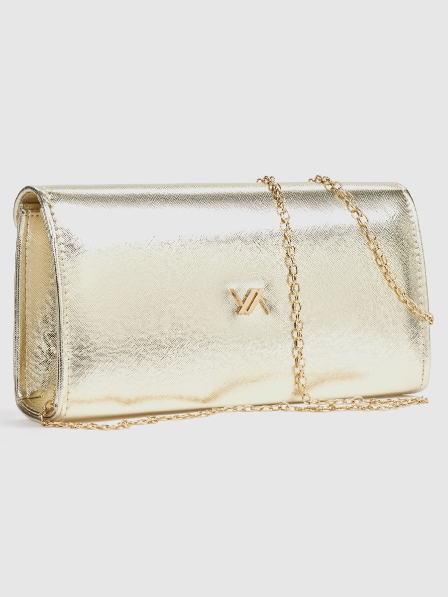 Γυναικείο τσαντάκι αμπιγιέ Verde χρυσό με αλυσίδα ώμου