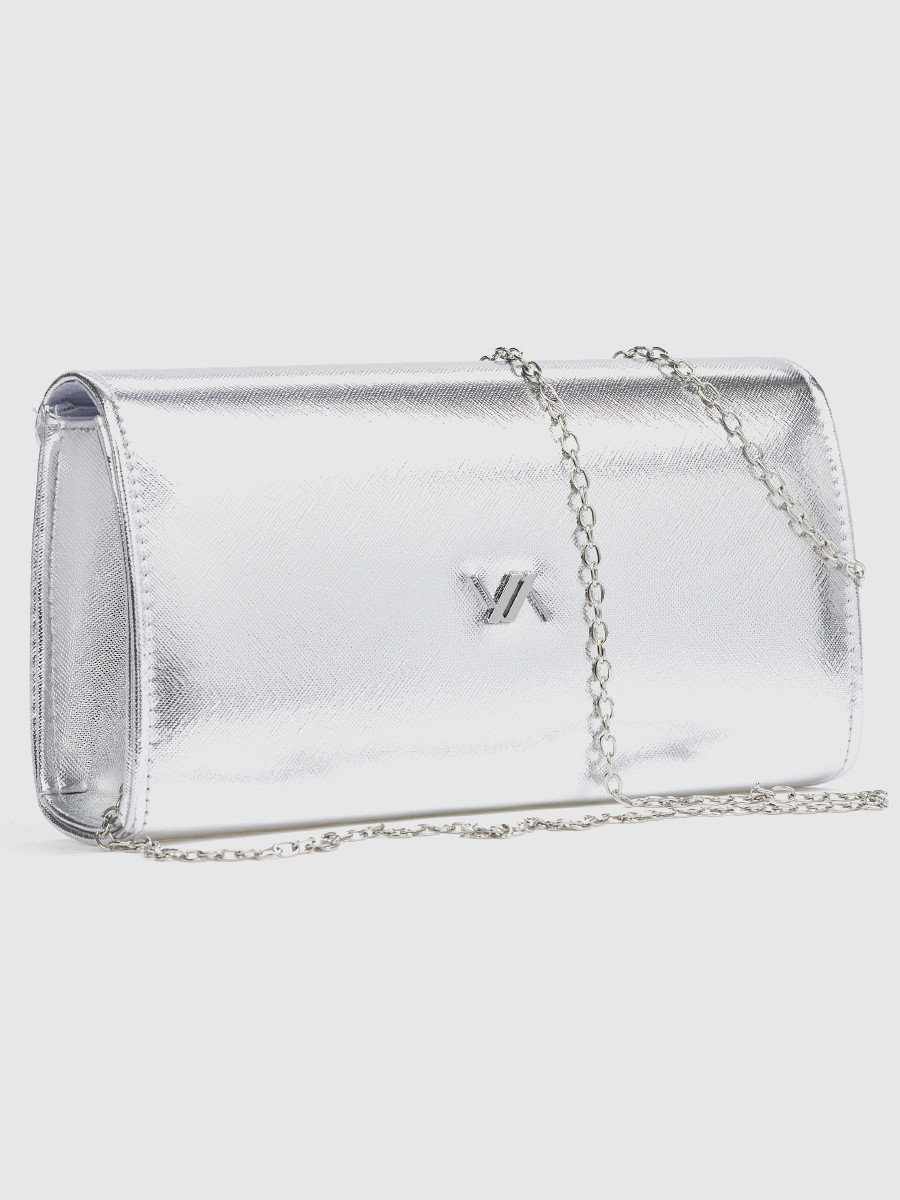 Γυναικείο τσαντάκι αμπιγιέ Verde ασημί με αλυσίδα ώμου