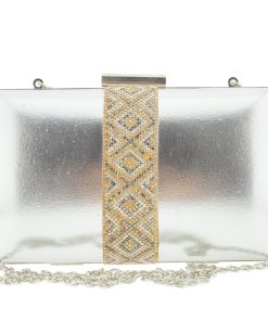 Βραδινό τσαντάκι clutch Verde 01-1050-Ασημί
