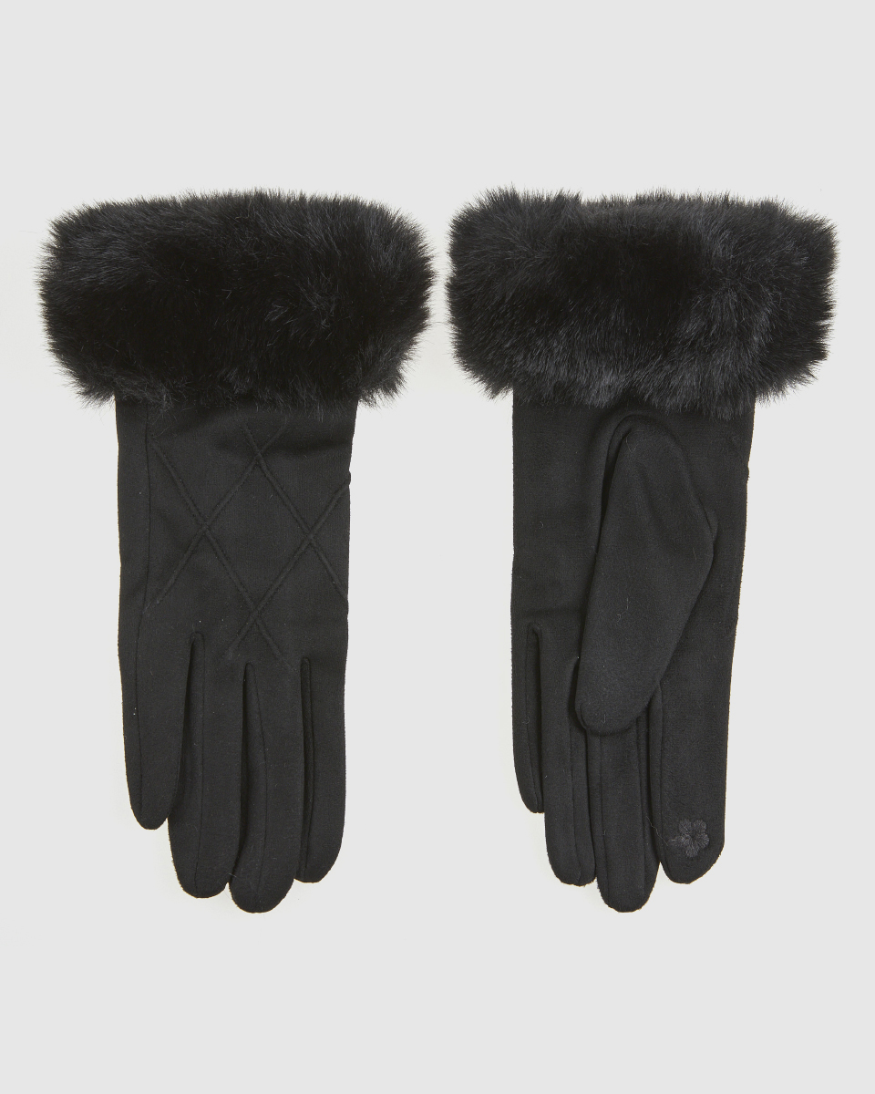 Γυναικεία Γάντια Verde 02-0000799 Μαύρο με διακοσμητικά κουμπιά