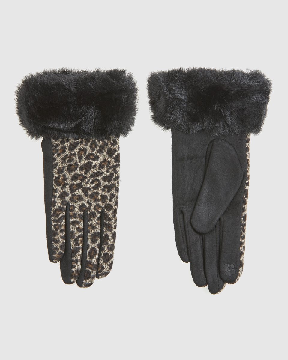 Γυναικεία Γάντια Verde 02-0000812 Μαύρο animal print