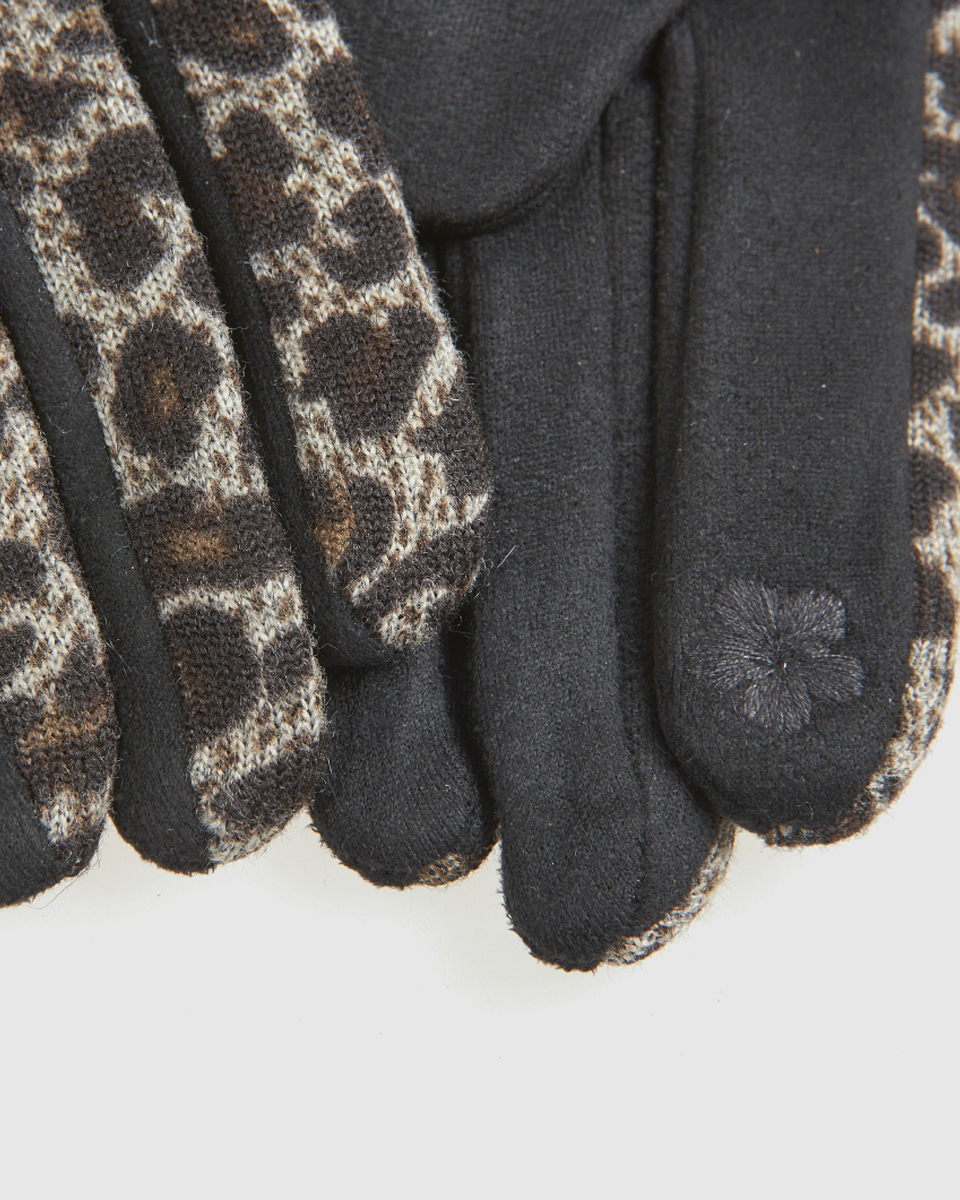 Γυναικεία Γάντια Verde 02-0000812 Μαύρο animal print