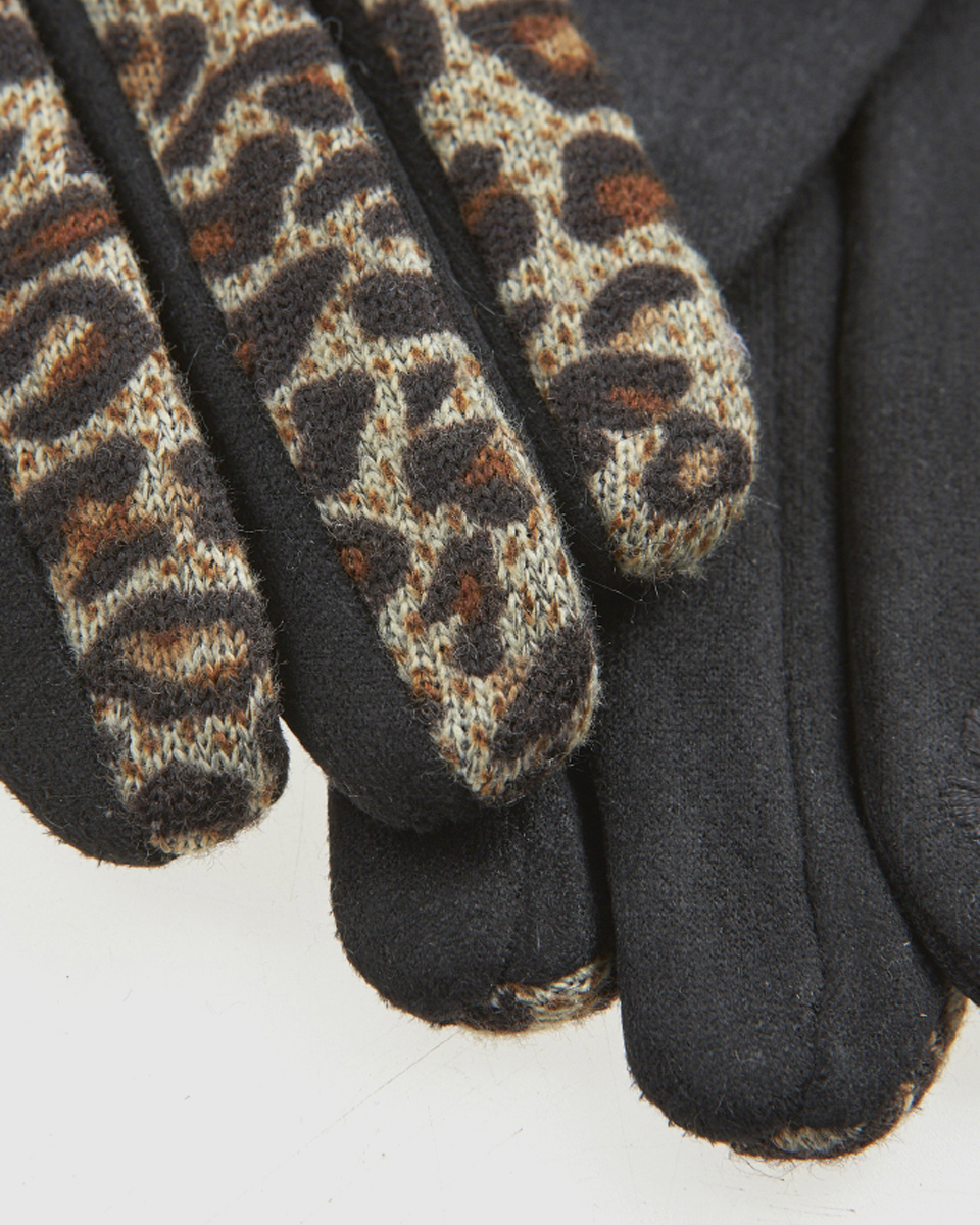 Γυναικεία Γάντια Verde 02-0000809 Καφέ με μπεζ animal print