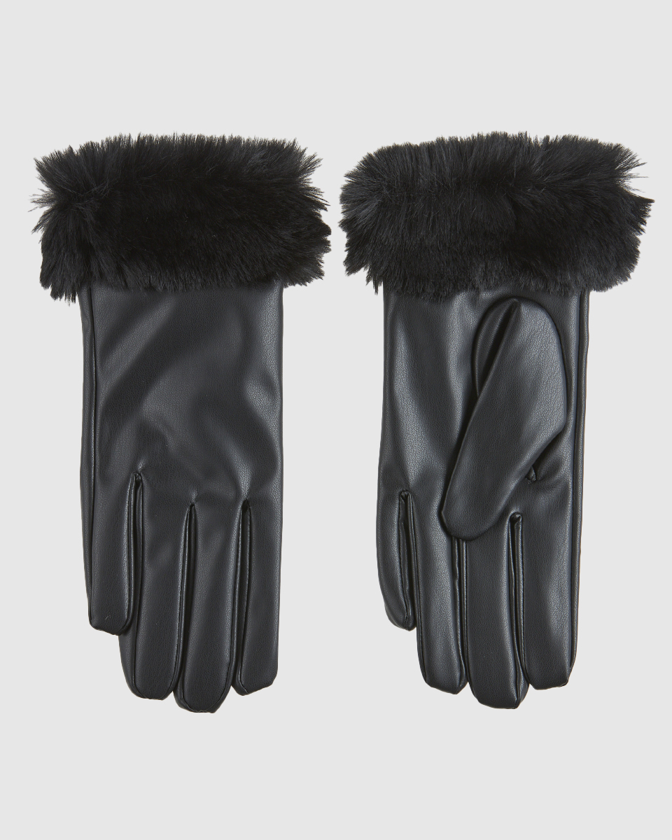 Γυναικεία Γάντια Verde 02-0000818 Μαύρα με γουνάκι