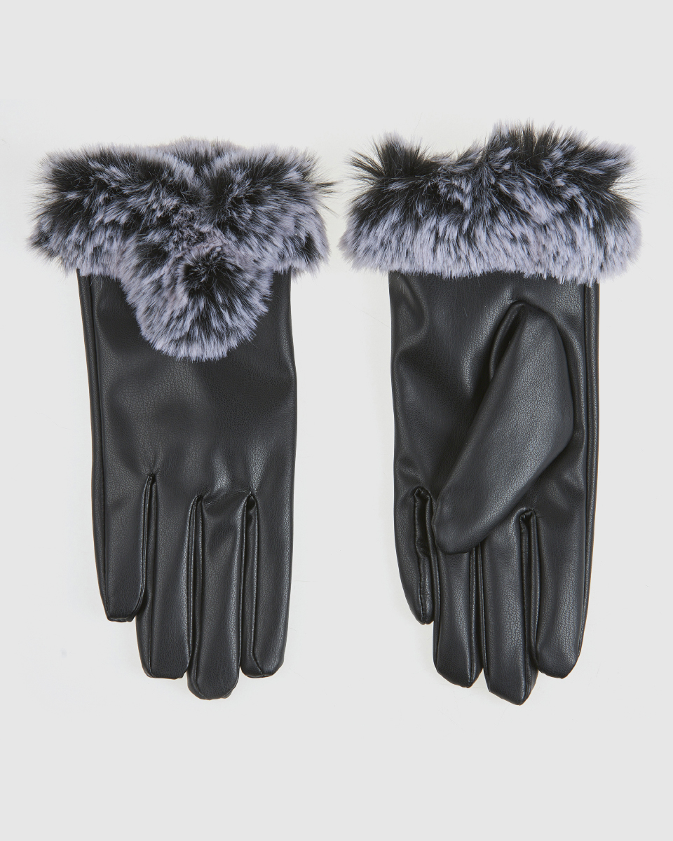 Γυναικεία Γάντια Verde 02-0000819 Μαύρα με γουνάκι