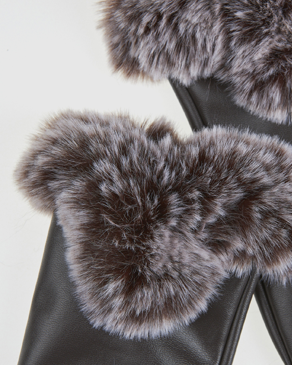 Γυναικεία Γάντια Verde 02-0000819 Καφέ με γουνάκι