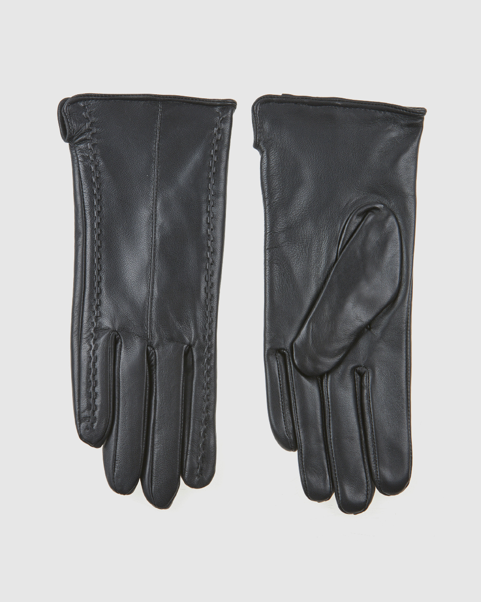 Γυναικεία Δερμάτινα Γάντια Verde 02-0000824 Μαύρο