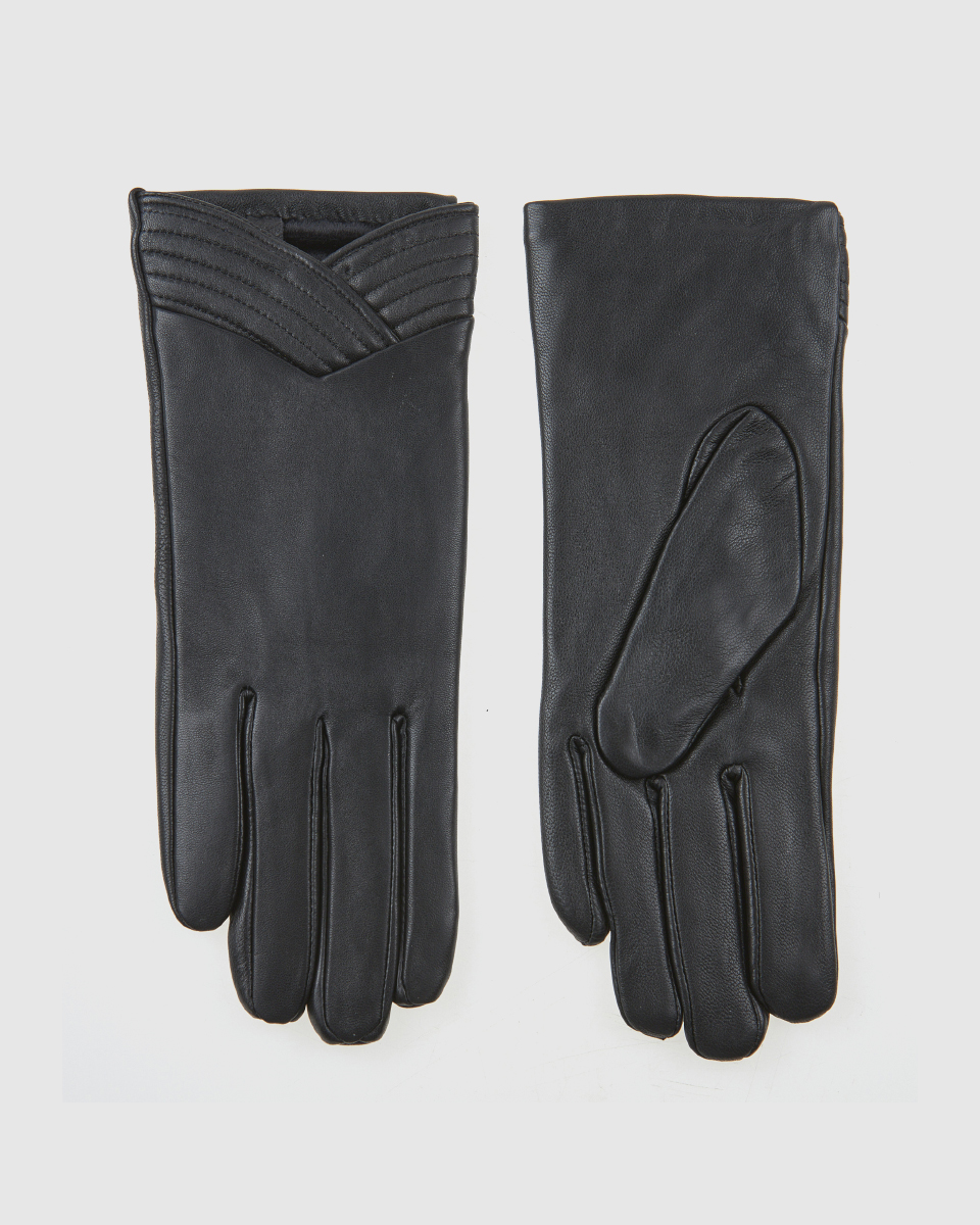 Γυναικεία Δερμάτινα Γάντια Verde 02-0000826 Μαύρο