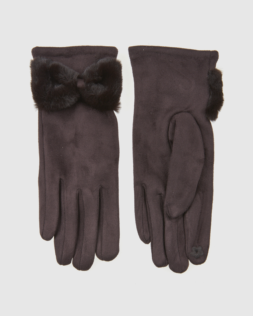 Γυναικεία Γάντια Verde 02-0000837 Καφέ με φιόγκο