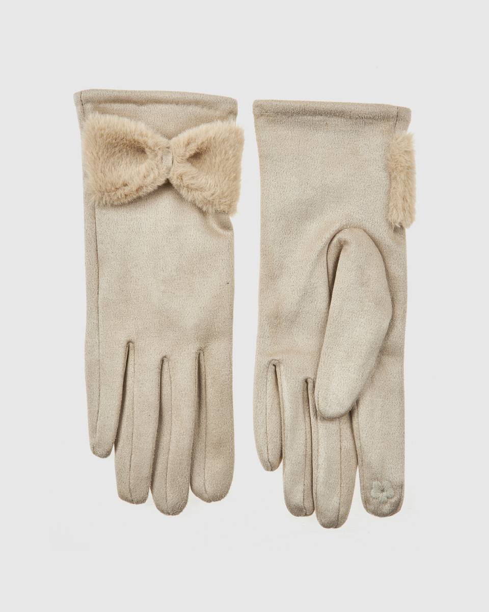 Γυναικεία Γάντια Verde 02-0000837 Εκρού με φιόγκο