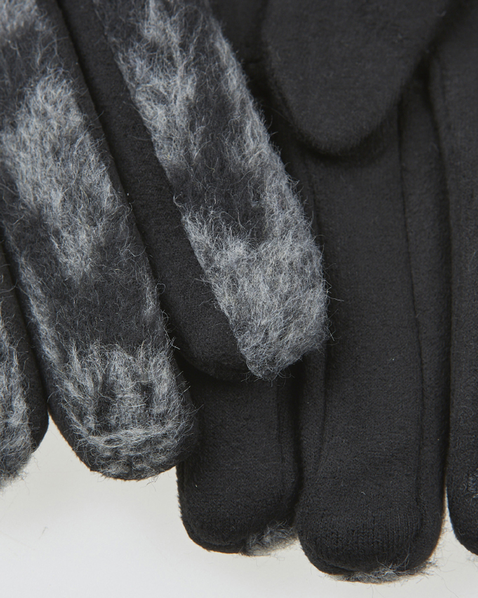 Γυναικεία γάντια Verde 02-0000838 Μαύρο με γκρι λεπτομέρειες