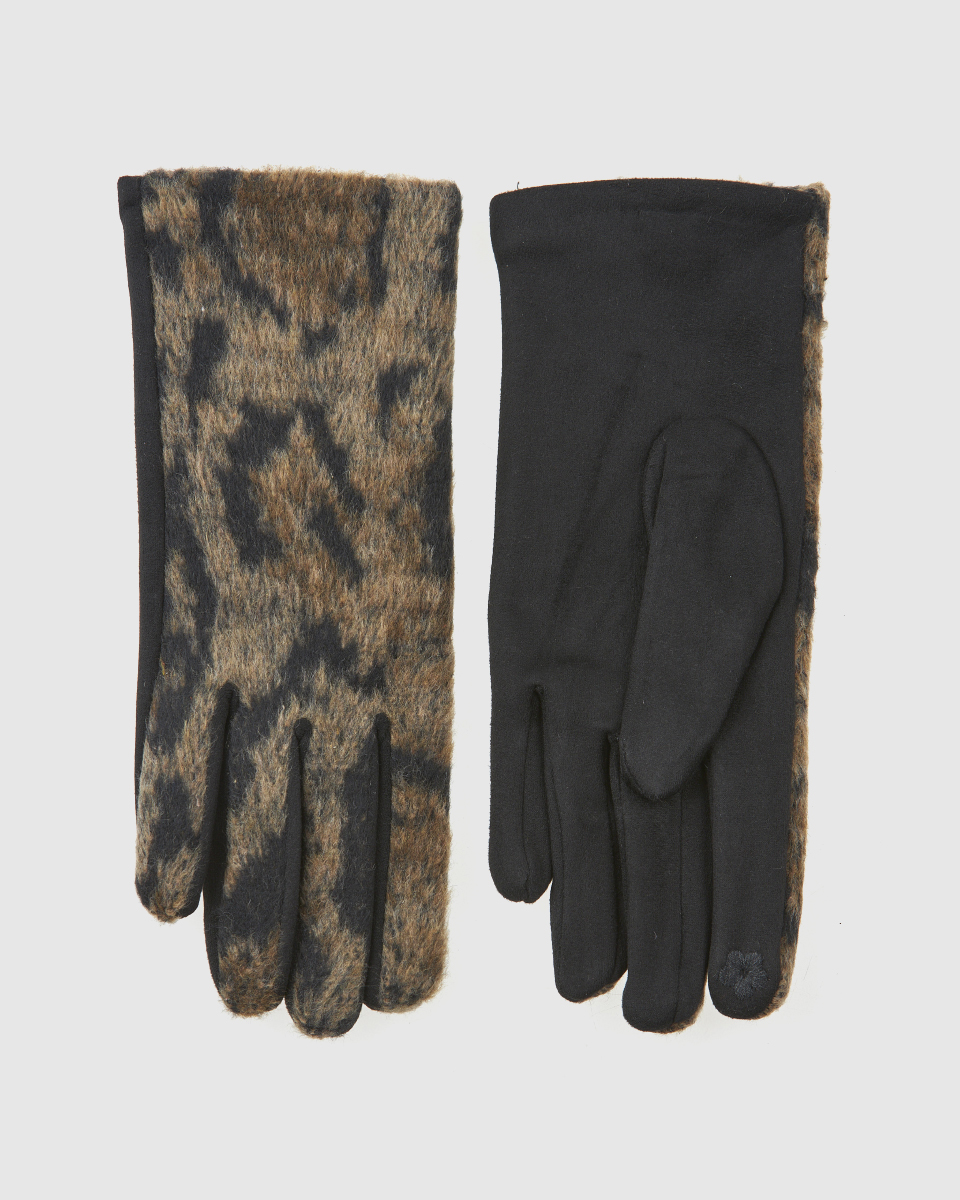 Γυναικεία γάντια Verde 02-0000838 Καφέ με μαύρες πινελιές