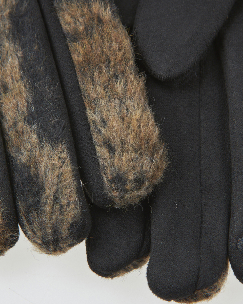 Γυναικεία γάντια Verde 02-0000838 Καφέ με μαύρες πινελιές