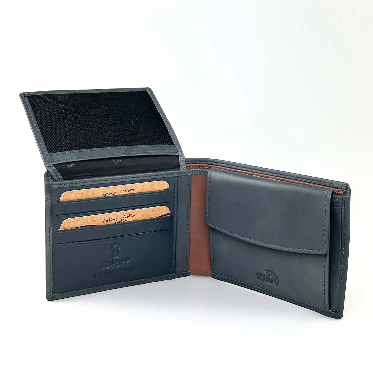 Αντρικό πορτοφόλι Lavor 1-5909 Μπλε δερμάτινο