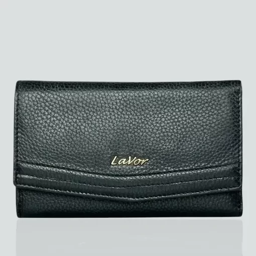Πορτοφόλι Γυναικείο δέρμα Μεσαίου μεγέθους Lavor 1-6019 Μαύρο