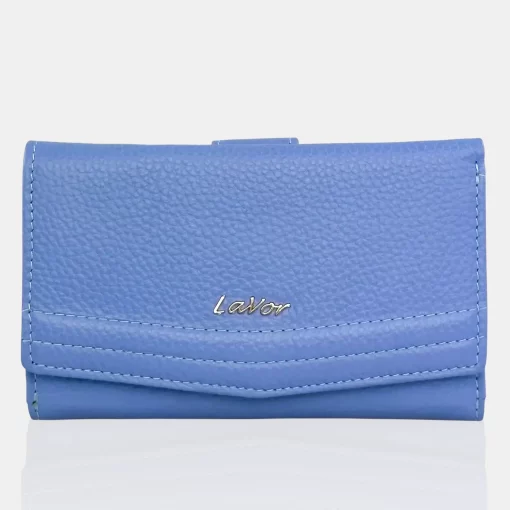 Δερμάτινο Γυναικείο Πορτοφόλι Lavor 1-6019 Γαλάζιο