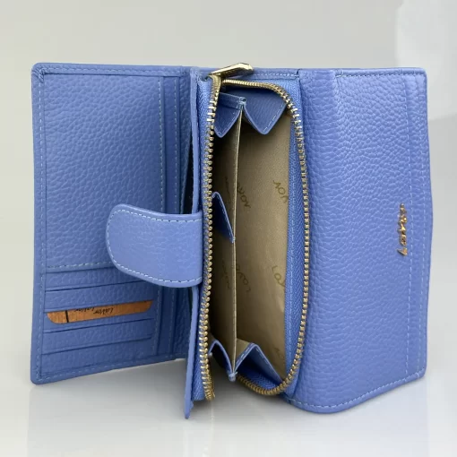 Δερμάτινο Γυναικείο Πορτοφόλι Lavor 1-6019 Γαλάζιο