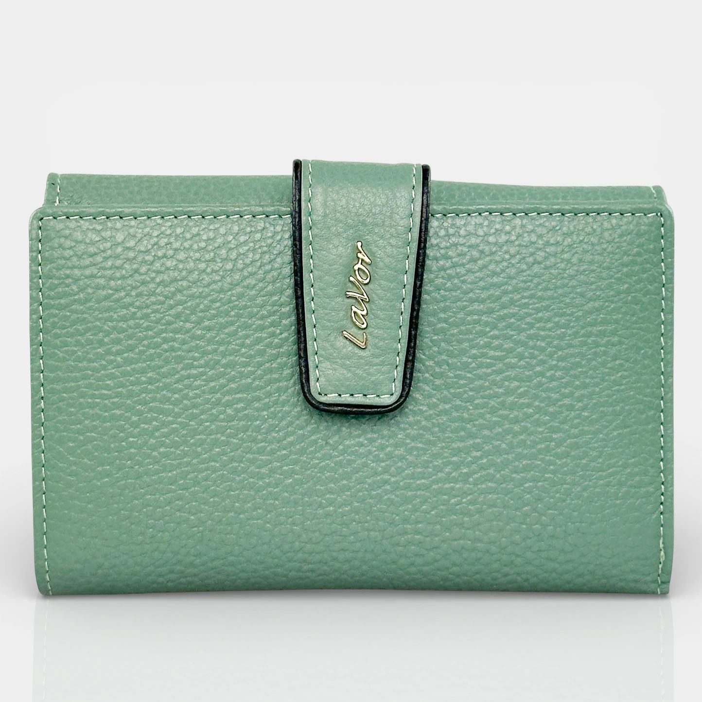 Lavor δερμάτινο γυναικείο πορτοφόλι 1-6038 σε χρώμα μέντας με κούμπωμα