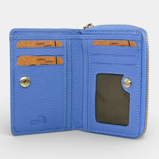 Lavor Μικρό Δερμάτινο γυναικείο πορτοφόλι 1-6081 Γαλάζιο