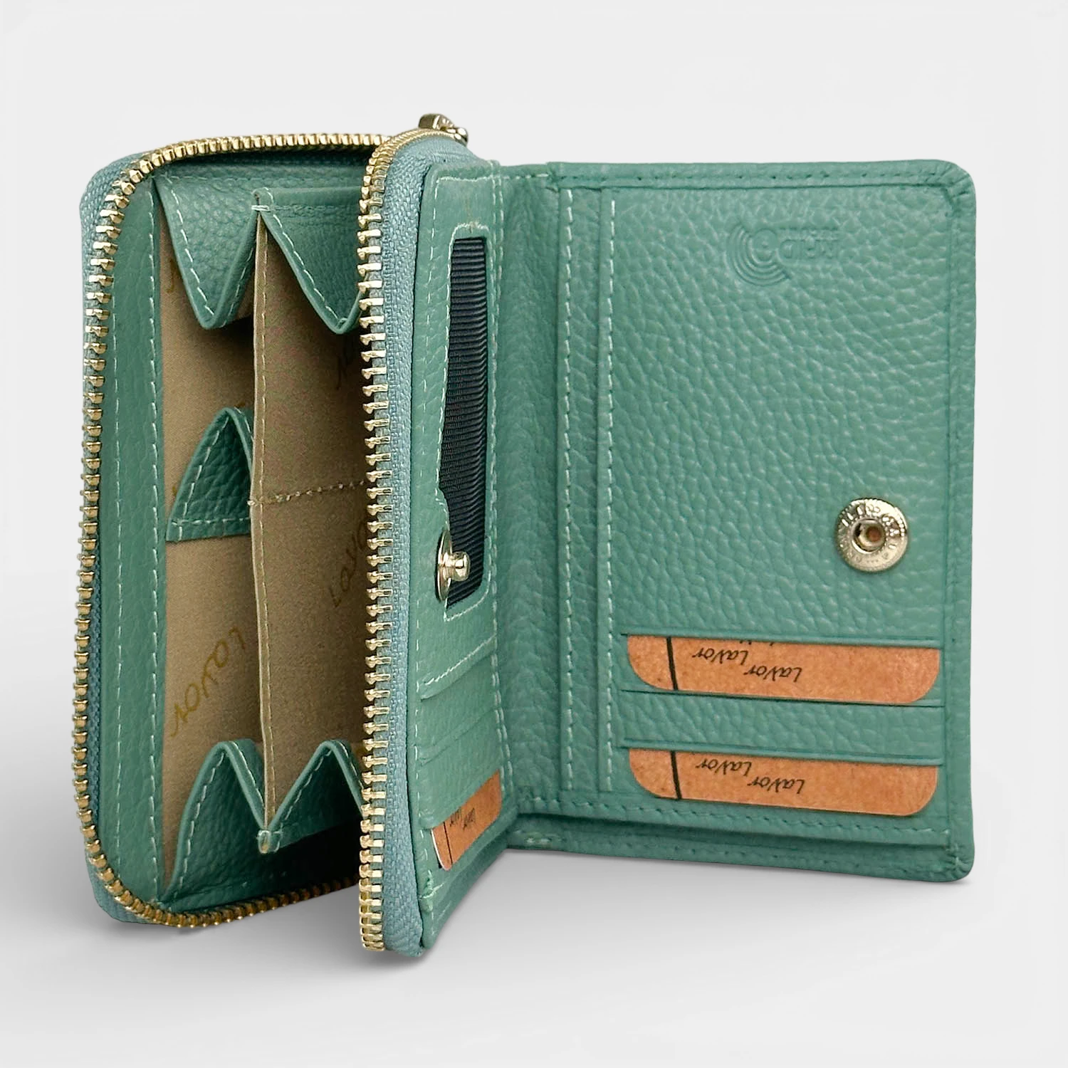 Lavor μικρό δερμάτινο γυναικείο πορτοφόλι 1-6081 μέντα με φερμουάρ