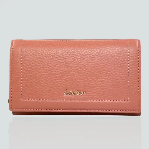Δερμάτινο Γυναικείο Πορτοφόλι Lavor με RFID Προστασία 1-6156 Ροζ