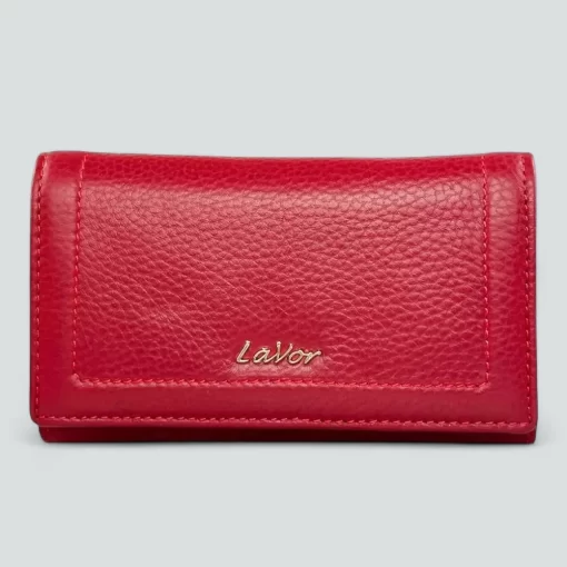 Δερμάτινο Γυναικείο Πορτοφόλι Lavor με RFID Προστασία 1-6156 Κόκκινο