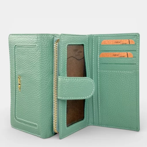 Δερμάτινο Γυναικείο Πορτοφόλι Lavor 1-6158 Μέντα