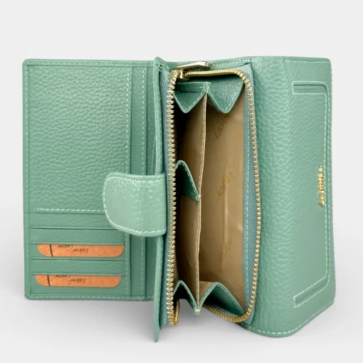 Δερμάτινο Γυναικείο Πορτοφόλι Lavor 1-6158 Μέντα