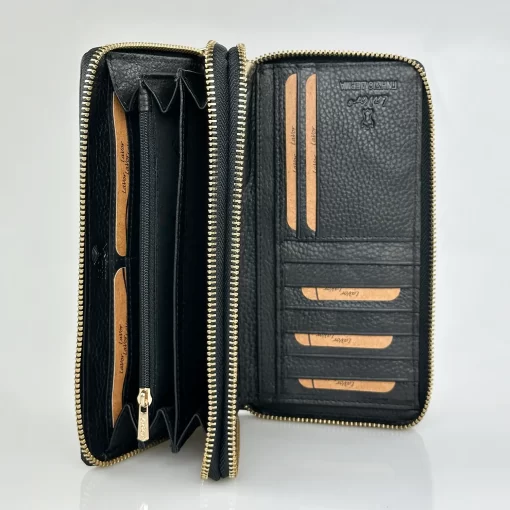 Μεγάλο Δερμάτινο Γυναικείο Πορτοφόλι με RFID Lavor 1-6159 Μαύρο