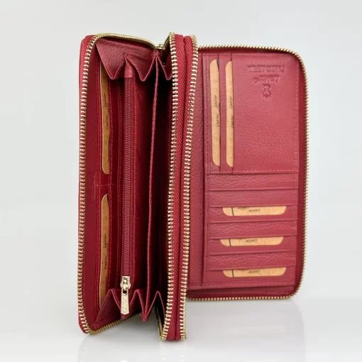 Μεγάλο Δερμάτινο Γυναικείο Πορτοφόλι με RFID Lavor 1-6159 Κόκκινο