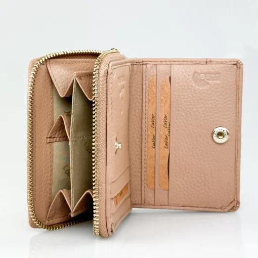 Δερμάτινο Γυναικείο Πορτοφόλι Μικρού Μεγέθους με RFID Προστασία Lavor 1-6165 Ροζ Ανοιχτό