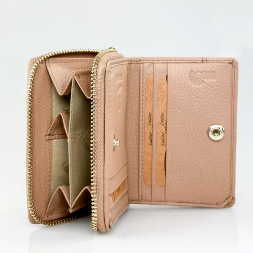 Δερμάτινο Γυναικείο Πορτοφόλι Μικρού Μεγέθους με RFID Προστασία Lavor 1-6165 Ροζ Ανοιχτό