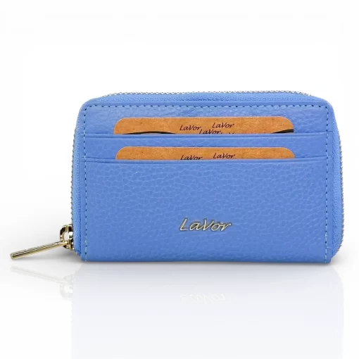 Δερμάτινο Γυναικείο Πορτοφόλι Μικρού Μεγέθους με RFID Προστασία Lavor 1-6166 Γαλάζιο