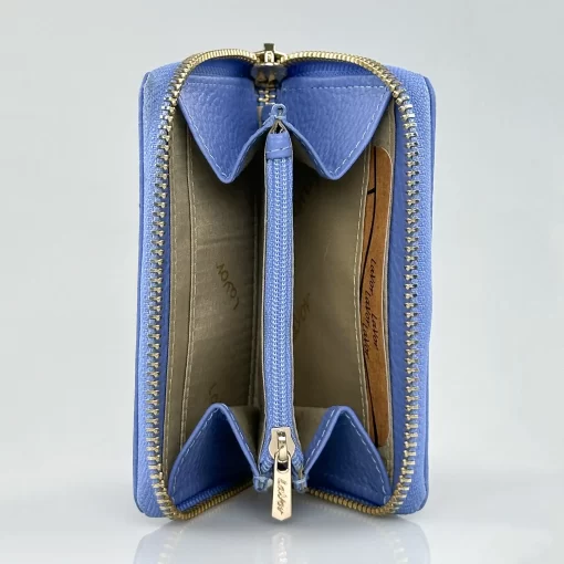 Δερμάτινο Γυναικείο Πορτοφόλι Μικρού Μεγέθους με RFID Προστασία Lavor 1-6166 Γαλάζιο