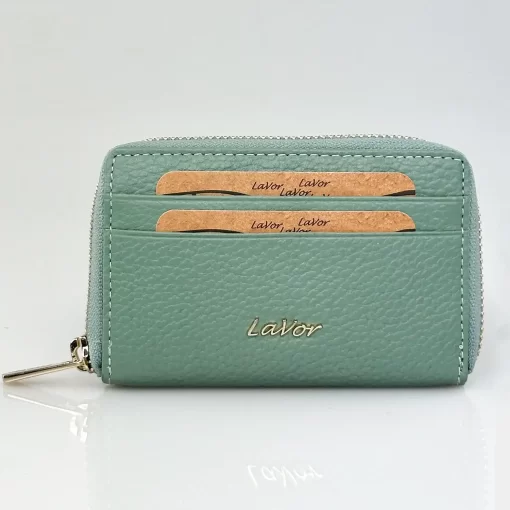 Δερμάτινο Γυναικείο Πορτοφόλι Μικρού Μεγέθους με RFID Προστασία Lavor 1-6166 Μέντα