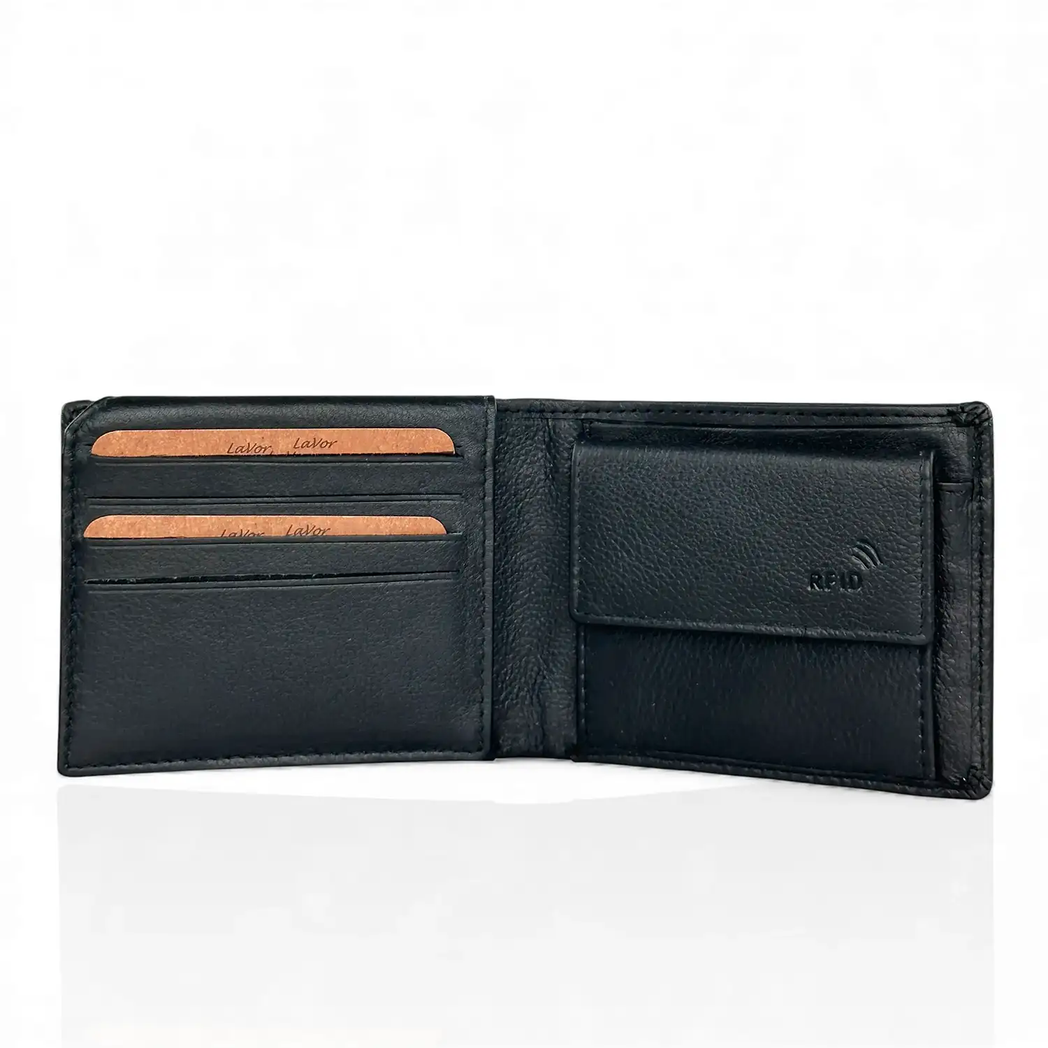 Αντρικό μικρό δερμάτινο πορτοφόλι Lavor 1-7130 Μαύρο