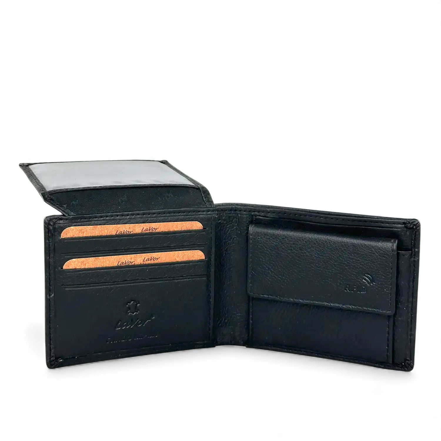Αντρικό μικρό δερμάτινο πορτοφόλι Lavor 1-7130 Μαύρο