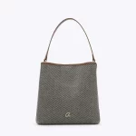 Axel μαύρη τσάντα ώμου με όψη ψάθας και ρυθμιζόμενο λουράκι