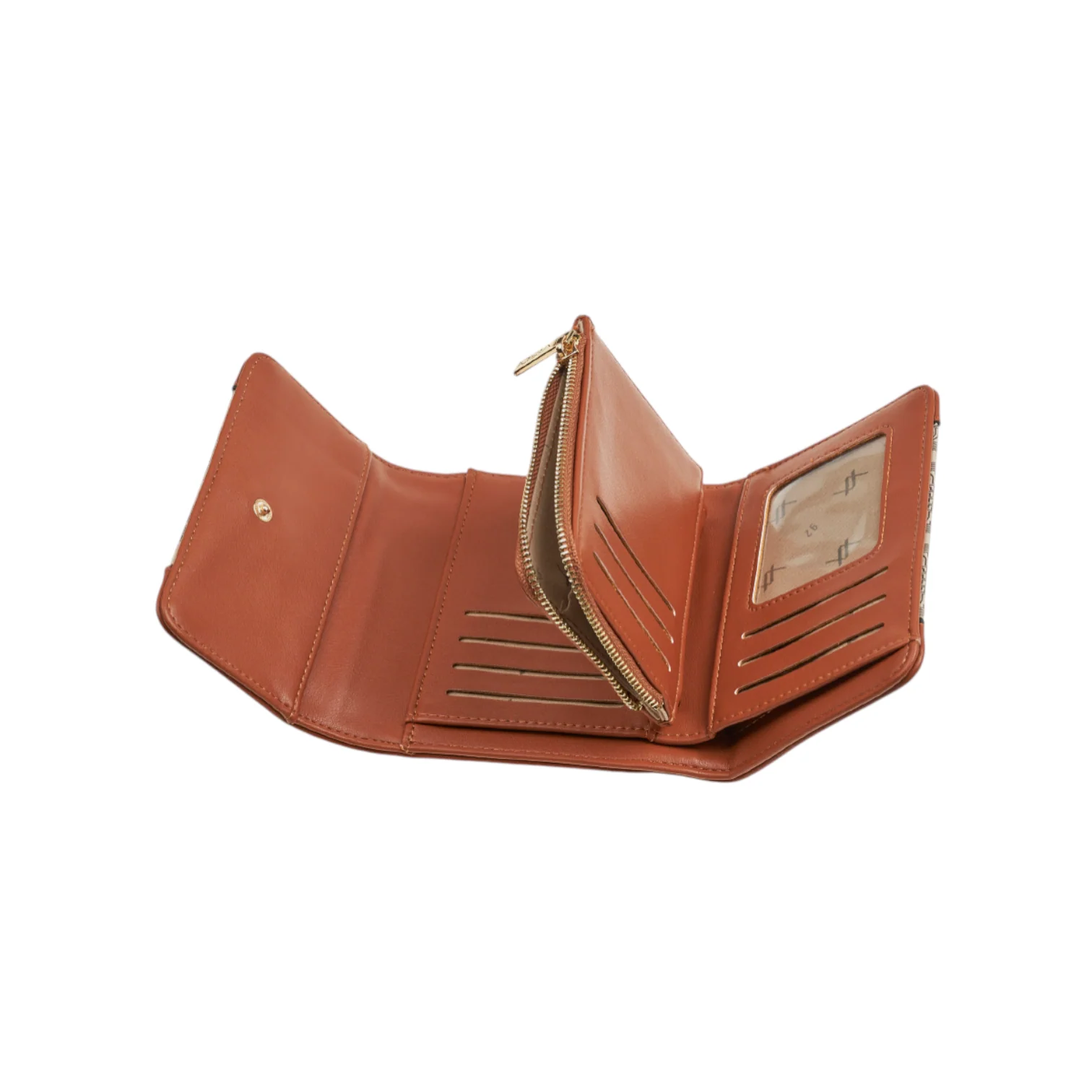 Γυναικείο μπεζ πορτοφόλι Verde 18-0001578 με monogram print και ταμπά λεπτομέρειες