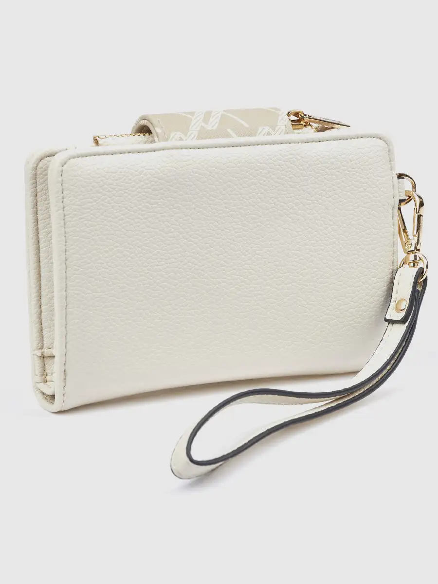 Γυναικείο εκρού πορτοφόλι Verde 18-0001627 με ανάγλυφη υφή και χρυσές λεπτομέρειες